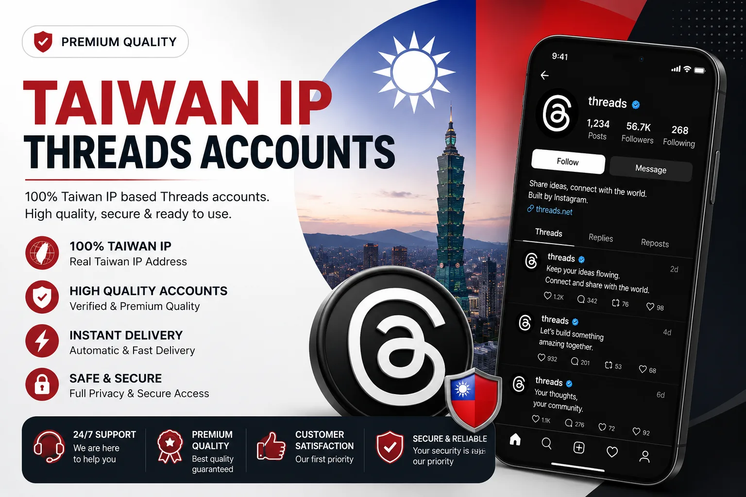 Taiwan Ip Taiwan Name Taiwan Ip Based Threads Accounts With 2FA Key