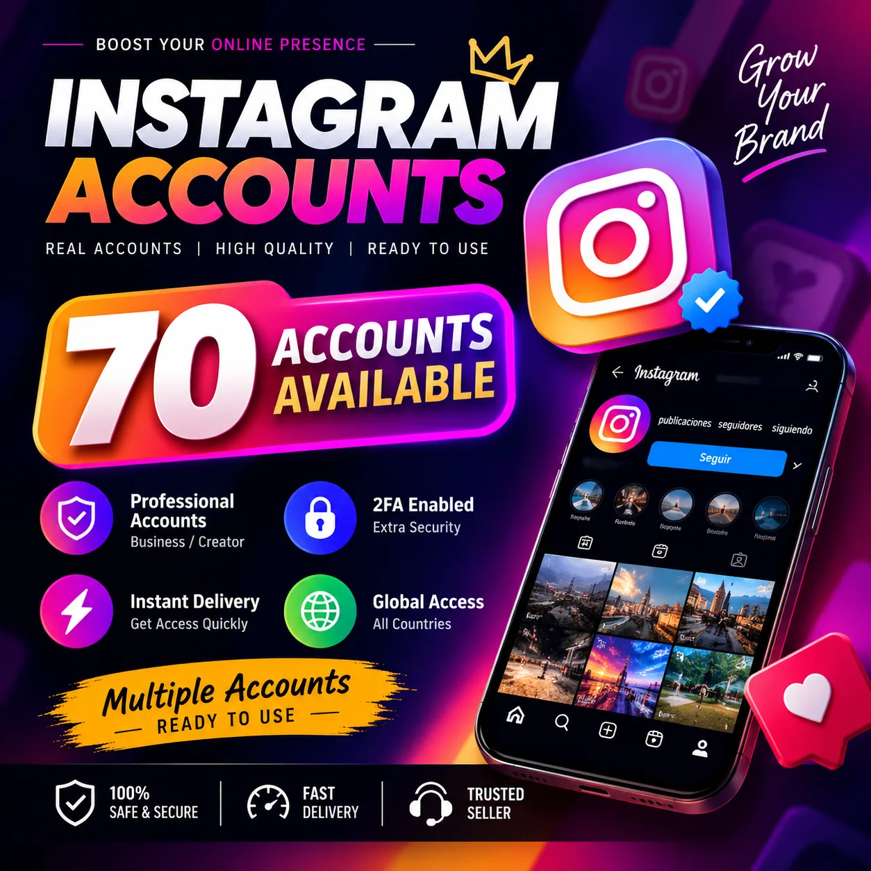 Instagram Accounts | Worldwide Availability | 2FA Enabled