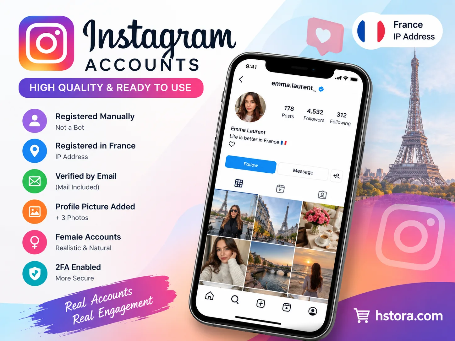 ✅France Instagram With 5 Post ✅